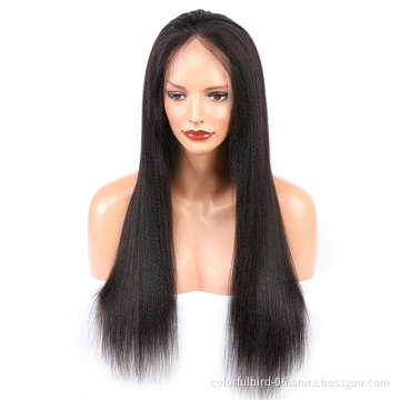 kinky straight 4*4 closure Wig Transparent Lace Wigs yaki Lace Front Human Hair Wigs 4*4 lace Brazilian human hair